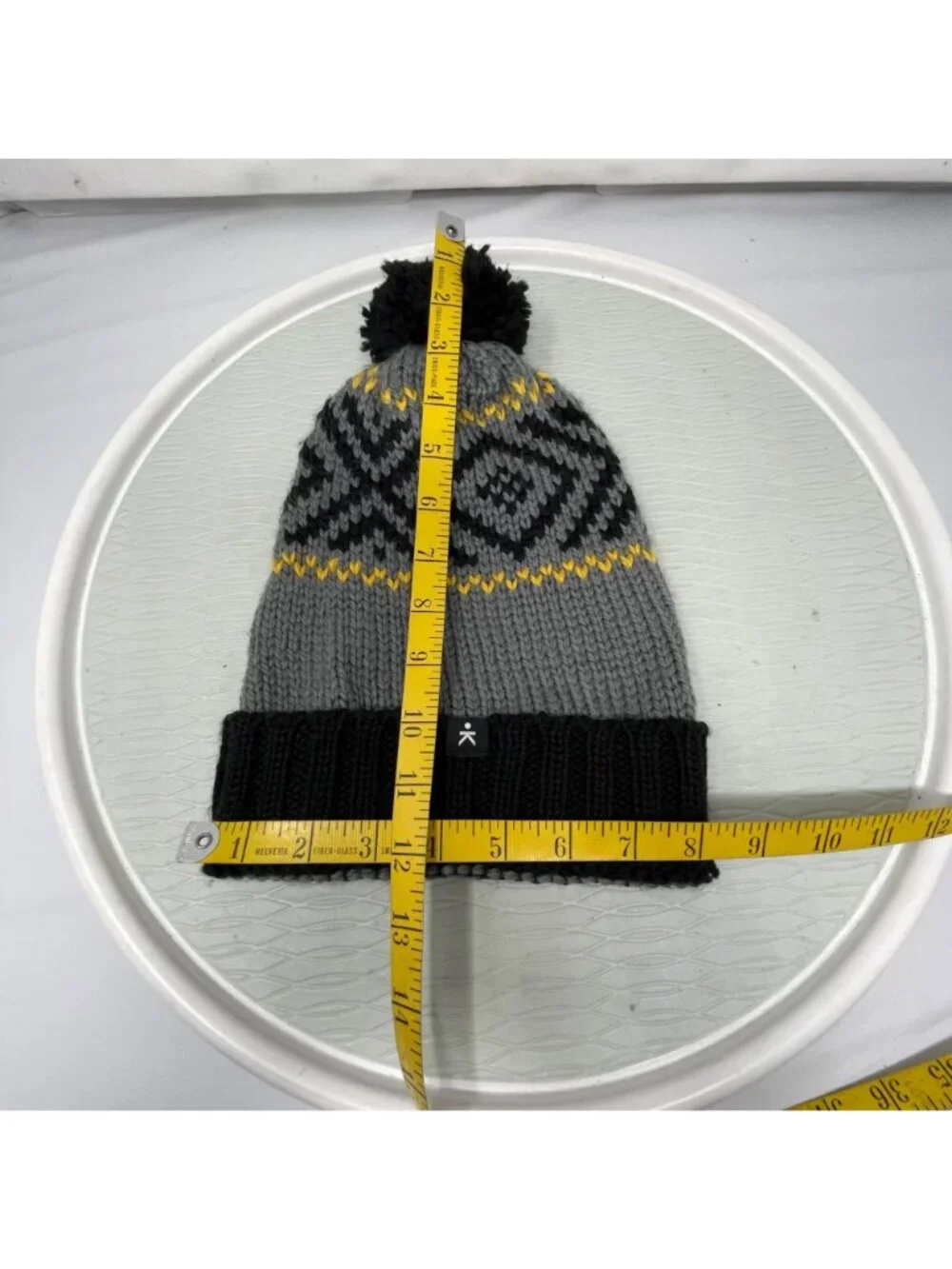 Known Supply Beanie One Size Pom Pom Knitted Beanie Hat Gray Black Winter